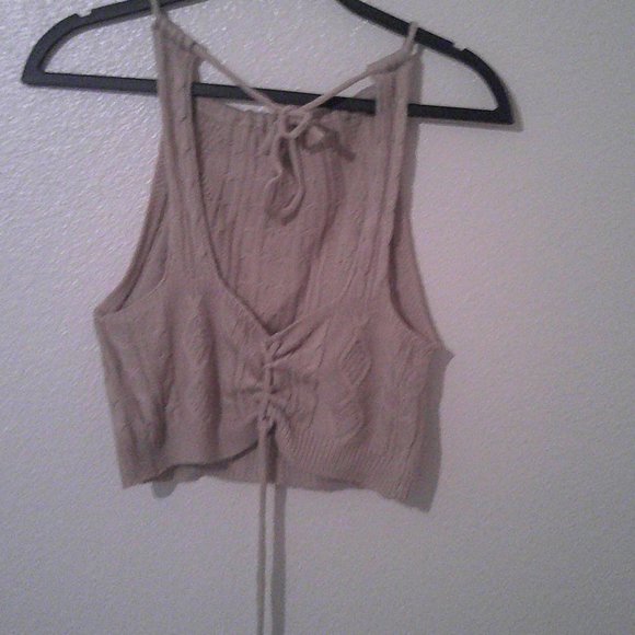 Tie backless lace up cable knit top - Picture 2 of 2